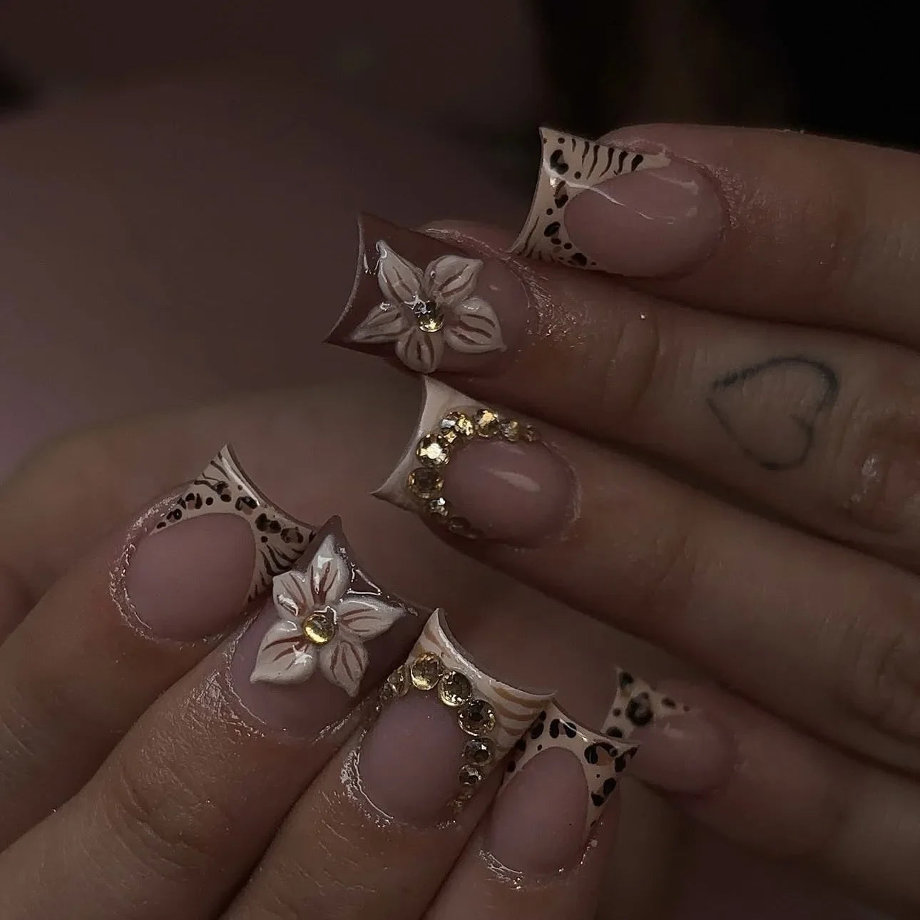 Leopard Print Glam Nails