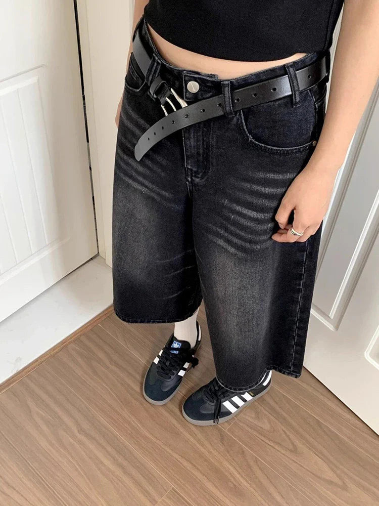 Vintage Black Denim Shorts
