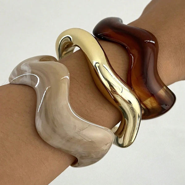 Trendy Wavy Cuff Bracelet Set