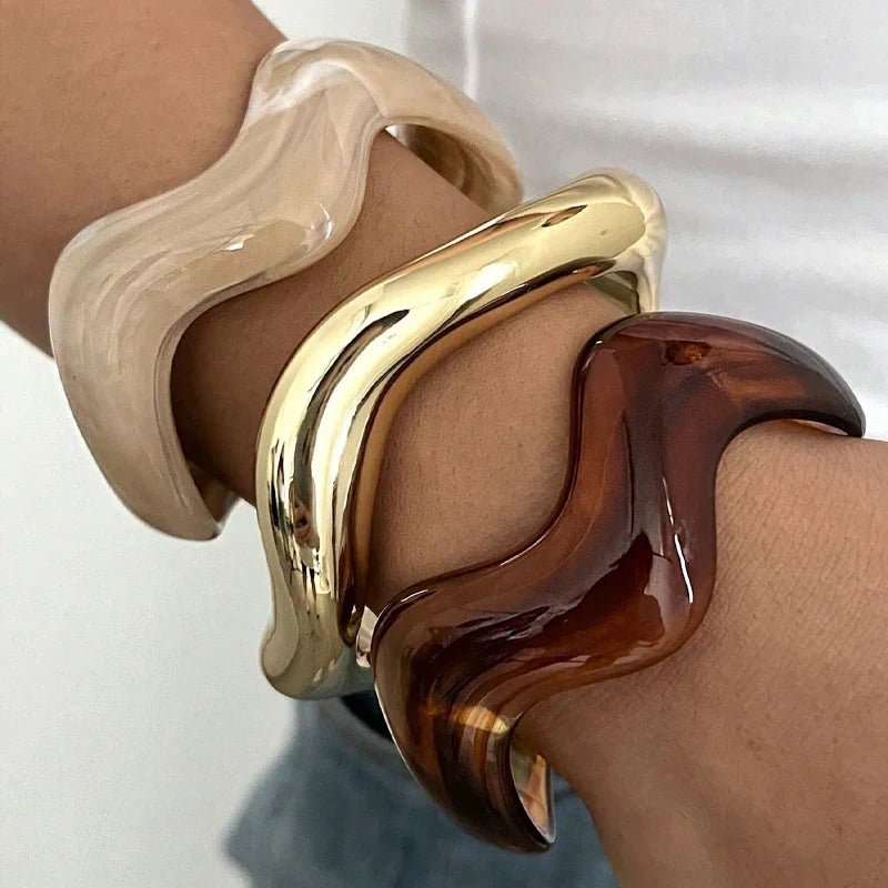 Trendy Wavy Cuff Bracelet Set